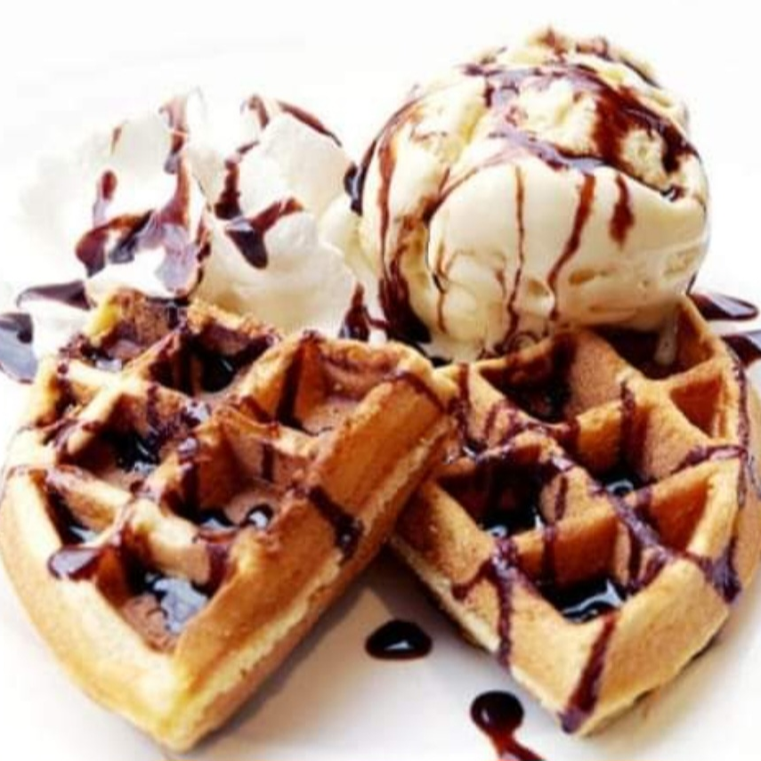Wafles con helado de americana