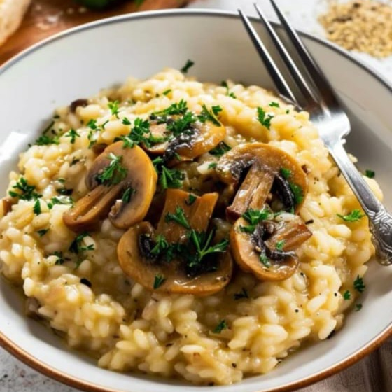 Risotto de hongos.