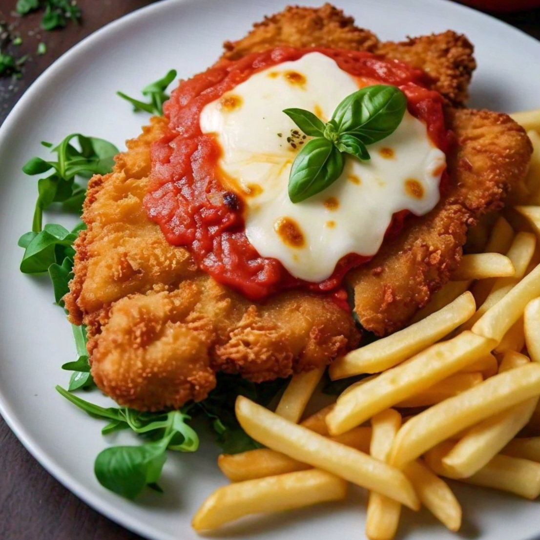 Milanesa de ternera a la napolitana.